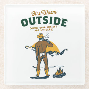 Funny Cowboy Drinking Whiskey Glass Coaster