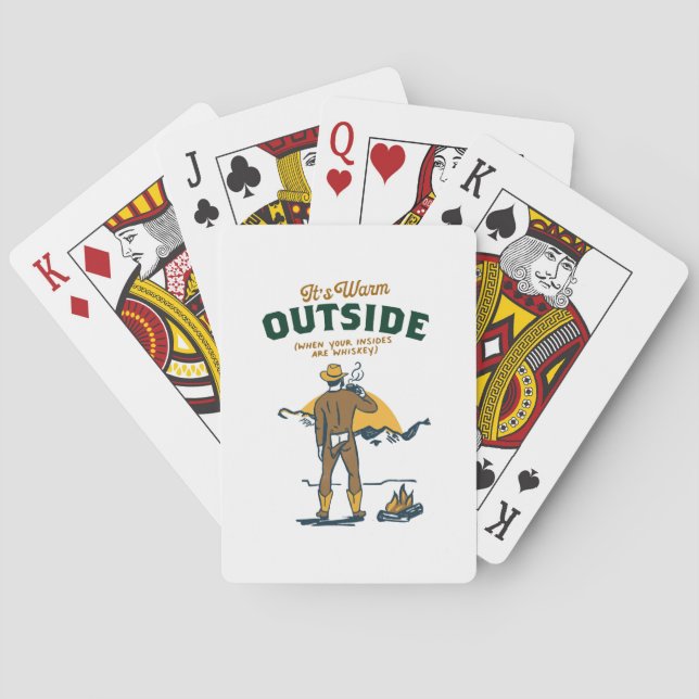 Funny Cowboy Drinking Whiskey Playing Cards (Back)