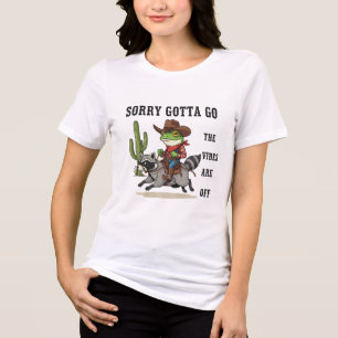 Funny Cowboy Frog T-Shirt – Raccoon Rider Retro  Tri-Blend Shirt