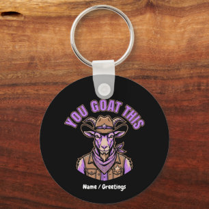 Funny Cowboy Goat Motivational Pun Western Design Keychain