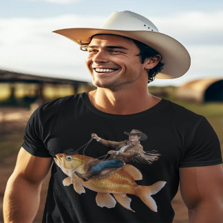 Funny cowboy riding a fish T-Shirt