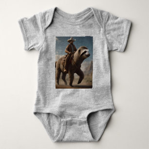 Funny Cowboy Riding A Sloth Horse, Baby Bodysuit