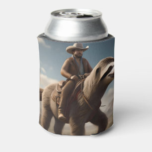 Funny Cowboy Riding A Sloth Horse, Can Cooler