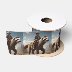 Funny Cowboy Riding A Sloth Horse, Satin Ribbon