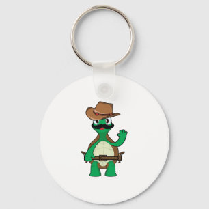 Funny cowboy turtle sherrif keychain
