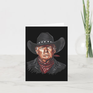 Funny Cowboy Western Donald Trump Us Flag 2024 Card