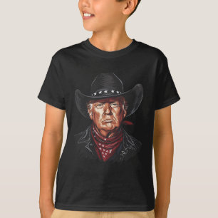 Funny Cowboy Western Donald Trump Us Flag 2024 Ele T-Shirt