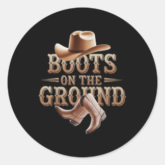 Funny Cowgirl Boots Bling Women Cute Love Country  Classic Round Sticker