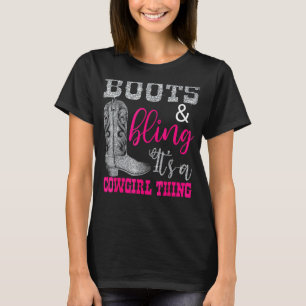 Funny Cowgirl Boots Bling Women Cute Love Country T-Shirt