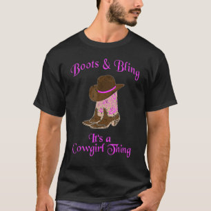 Funny Cowgirl Boots Bling Women Cute Love Country T-Shirt