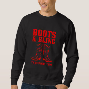 Funny Cowgirl  For Girls Women Cool Rodeo Boots Bl Sweatshirt