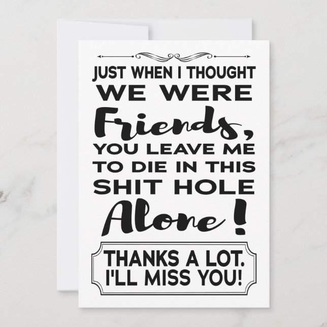 Funny Coworker Leaving Farewell Goodbye Going Away Card (Front)