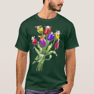 Funny Cows Tulip Flower Spring Tree Hippie  T-Shirt
