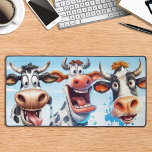 Funny Cows Whimsical Cute Farm Animal  Desk Mat<br><div class="desc">This desk mat features a playful watercolor print of cows and their whimsical faces, perfect for cow lovers and fans of farm animals. The modern and stylish design adds a touch of cuteness to any office space, making it a great office gift or accessory. Stay organized and protect your desk...</div>