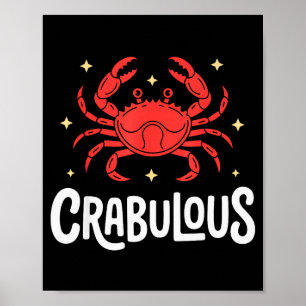 Funny Crab Art For Men Women Kids Crabby Crabbing Poster