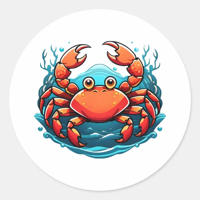 funny-crab classic round sticker (Front)