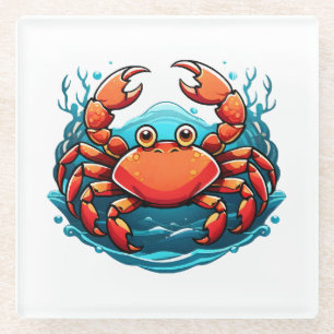 funny-crab glass coaster