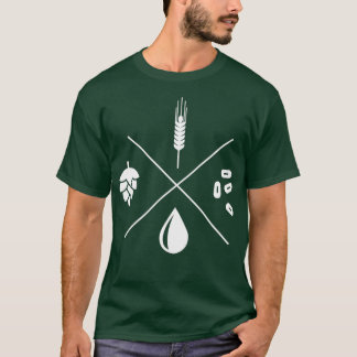 Funny Craft Beer Lover Water Barley Hop Yeast T-Shirt