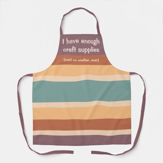 Funny Crafter Modern Muted Stripes Unisex Apron (Front)