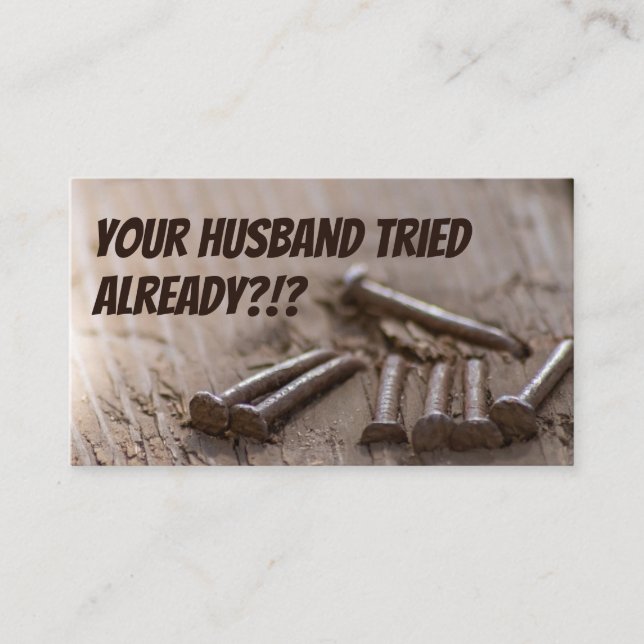 Funny craftsman help for poor husband craftsman business card (Front)
