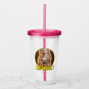 Funny Cranky Cat With Melted Birthday Cupcake Acrylic Tumbler