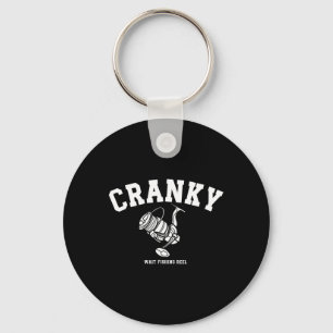 Funny Cranky Fishing Reel Pun Humour Fishermen Men Keychain