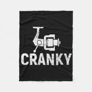 Funny Cranky Fishing Reel Pun Shirt Humour Fisherm Fleece Blanket