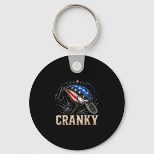 Funny cranky usa flag crankbait patriotic fishing keychain