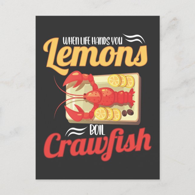 Funny Crawfish Boiling Lemon Lobster Food Joke Postcard (Front)