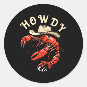 Funny Crawfish Cowboy Cajun Seafood Festival  Classic Round Sticker