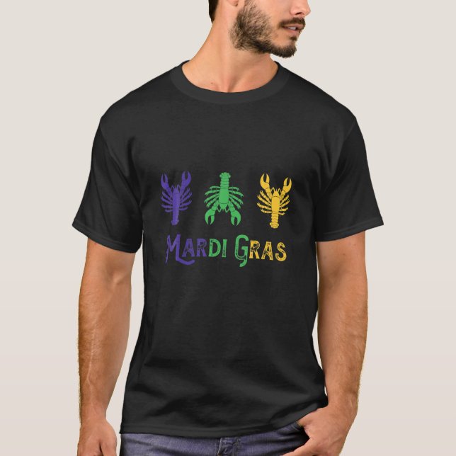 Funny Crawfish Happy Mardi Gras T-Shirt (Front)