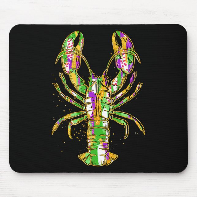 Funny Crawfish Jester Beads Funny Mardi Gras Men W Mouse Pad (Front)