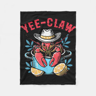 Funny crawfish yee claw western cowboy fisherman fleece blanket