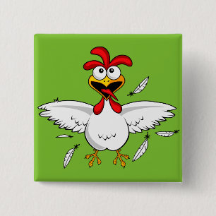 Funny Crazy Cartoon Chicken Wing Fling 2 Inch Square Button