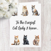 Funny Crazy Cat Lady Birthday Card