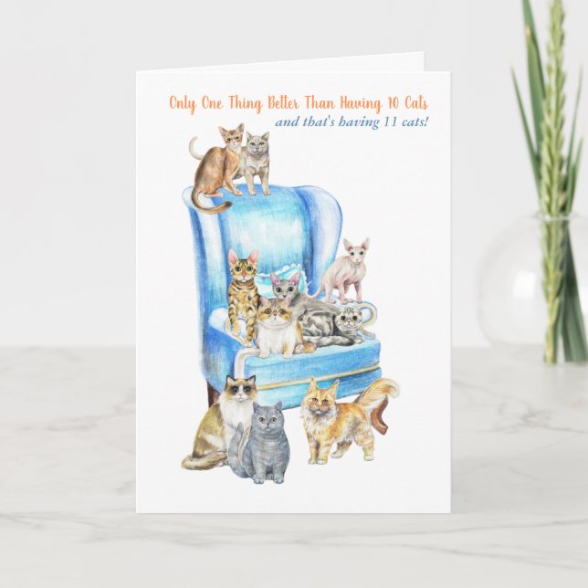 Funny Crazy Cat Lady Birthday Card - Look Inside! (Front)