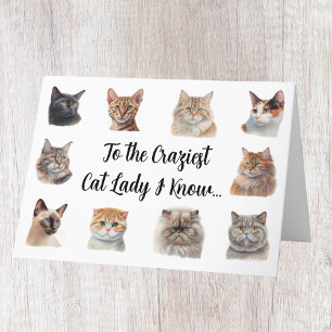 Funny Crazy Cat Lady Carte d'anniversaire