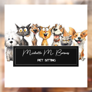 Funny Crazy Cats Dogs Pet Sitter Professional Window Cling