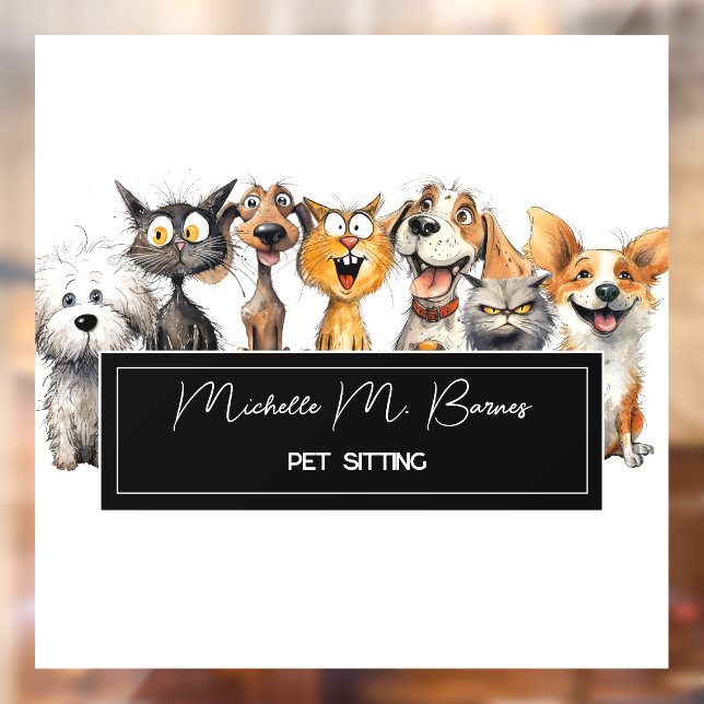 Funny Crazy Cats Dogs Pet Sitter Professional Window Cling (Sheet 2)