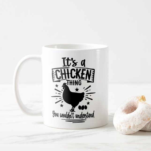Funny Crazy Chicken Lady Gifts Farm Eggs Farmer Coffee Mug (With Donut)
