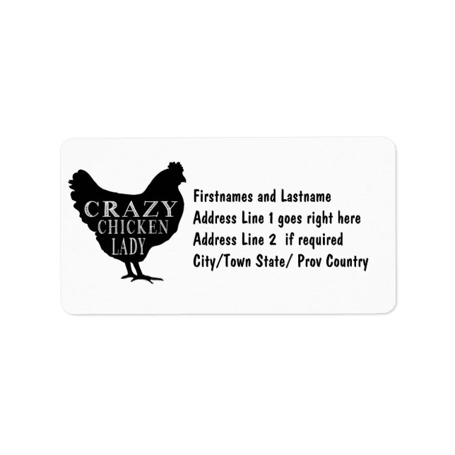 Funny Crazy Chicken Lady Poultry Lover Label (Front)