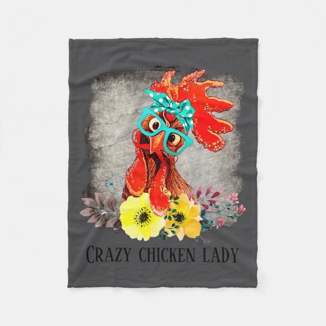 Funny Crazy Chicken Lady Word Art  Fleece Blanket (Front)