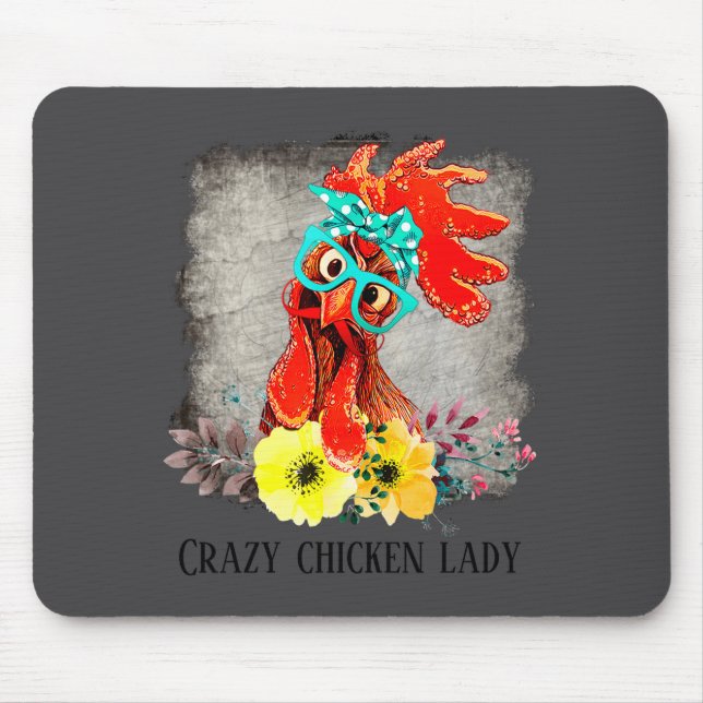 Funny Crazy Chicken Lady Word Art  Mouse Pad (Front)