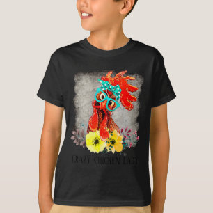 Funny Crazy Chicken Lady Word Art  T-Shirt