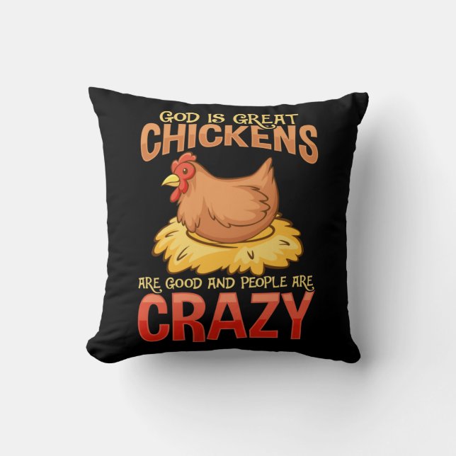 Funny Crazy Chicken Lover Gift Hen Humor Throw Pillow (Front)