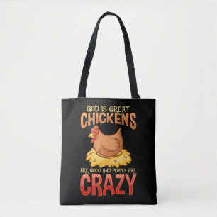 Funny Crazy Chicken Lover Gift Hen Humor Tote Bag