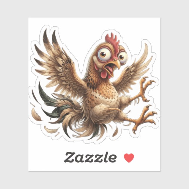 Funny Crazy Chicken Sticker (Sheet)