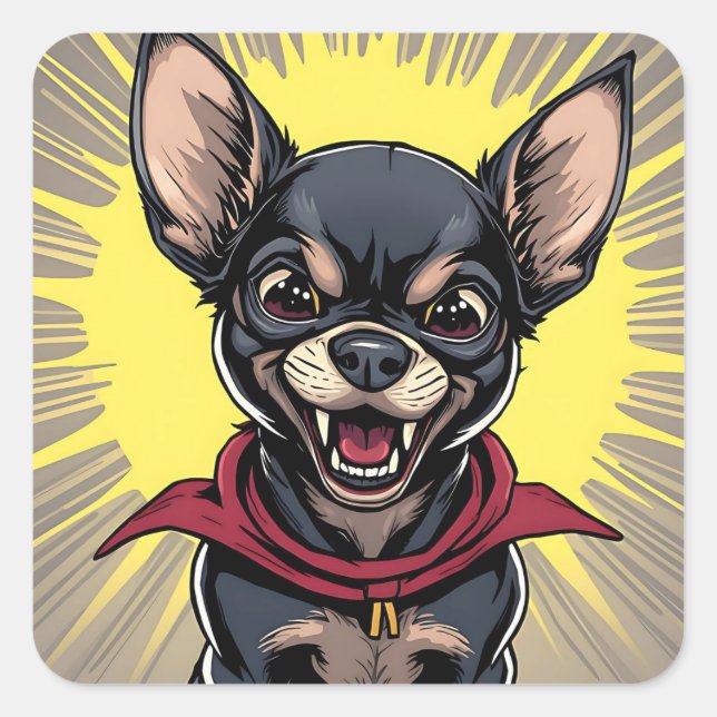 Funny Crazy Chihuahua   Square Sticker (Front)