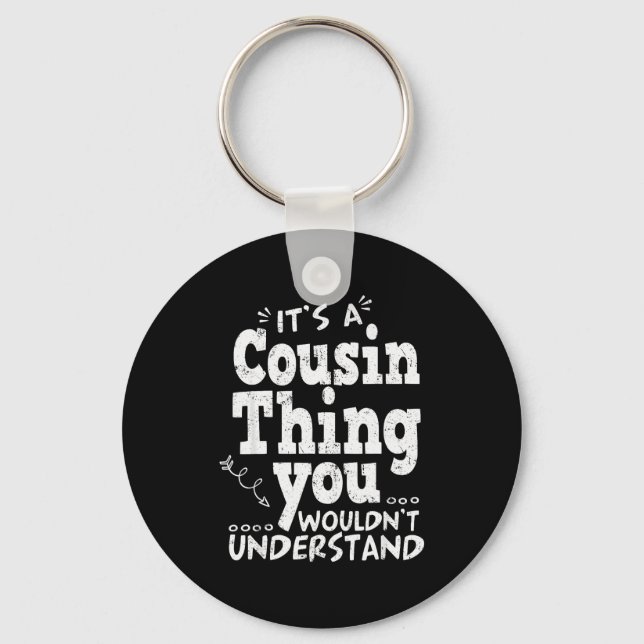Funny Crazy Cousin Crew Family Matching Group Blac Keychain (Front)
