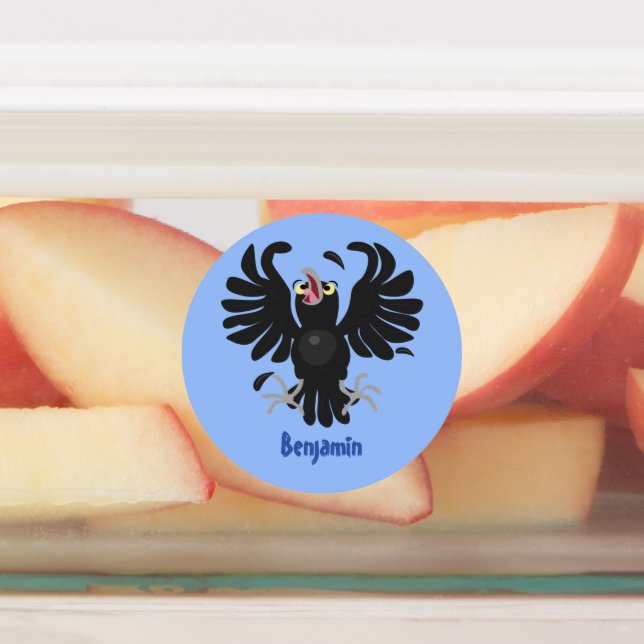 Funny crazy crow raven cartoon illustration (Affixed)